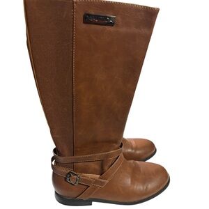 Nautica Womens Block Heel Knee High Boots Solid Strap Brown, Size 5